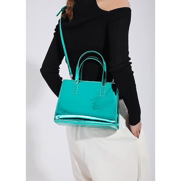 Women's Hobo Bag PU Leather Shoulder Crossbody Bag Patent Glossy Totes Large... - Picture 5 of 5